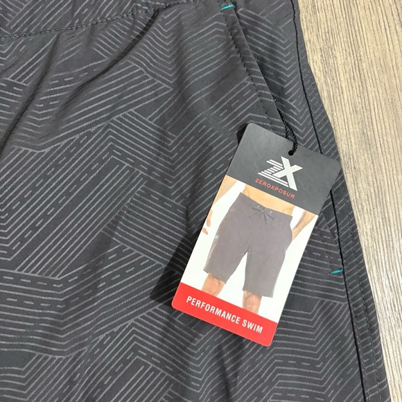 Zeroxposur Mens Gray Blue Lined Swim Trunks Shorts Comfort Waist Sz XXL NWT - Picture 3 of 8
